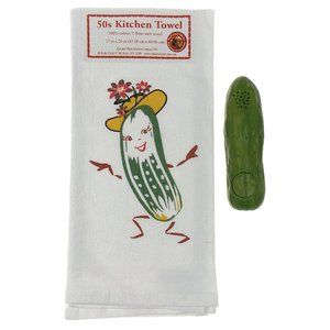 Yodeling Pickle & Mrs Pickle Kitchen Towel Toy Gag Gift Cotton Kitchen Decor Fun